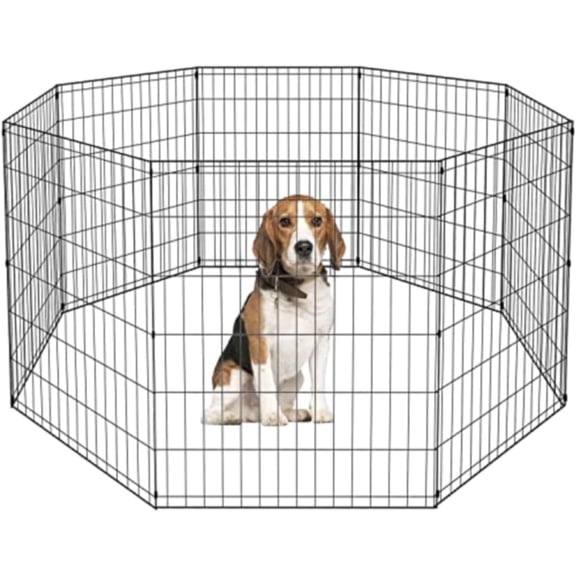 Bestpet 36"H Dog Playpen, Black, 8 Panel, Metal