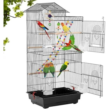 Bestpet 39-inch Roof Top Large Flight Parrot Bird Cage Accessories, Black, Metal
