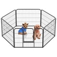 thumbnail image 1 of Bestpet Dog Playpen, 24 Inch Height 6 Panels Exercise Pen with Door, Indoor Outdoor Fence for Small Medium Pets, RV Camping Yard Black, 1 of 12