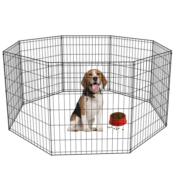 Bestpet Pet Playpen Exercise Cage, 8 Panel, 30", Black