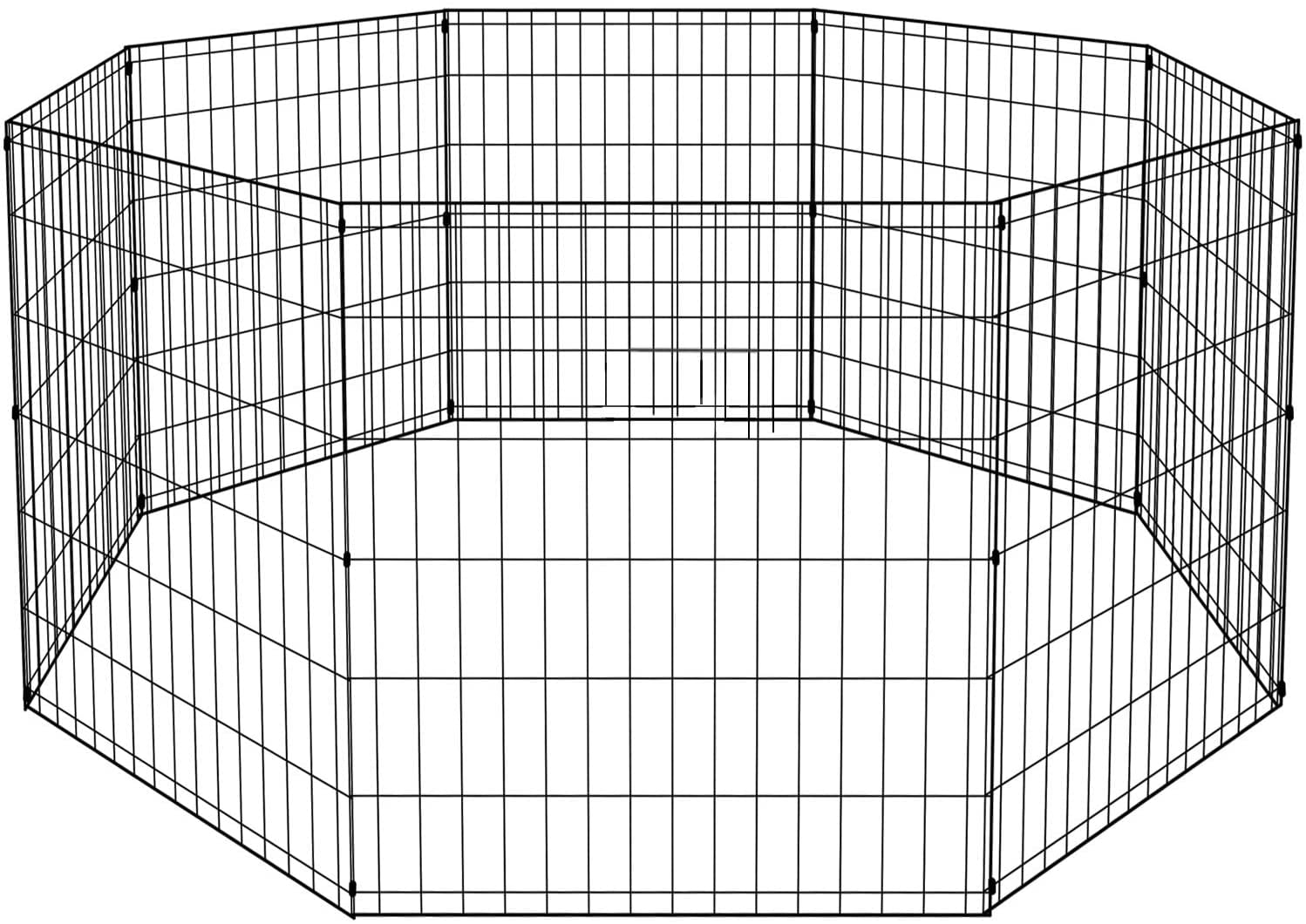 Black 30" Metal 8-Panel Portable Pet Playpen