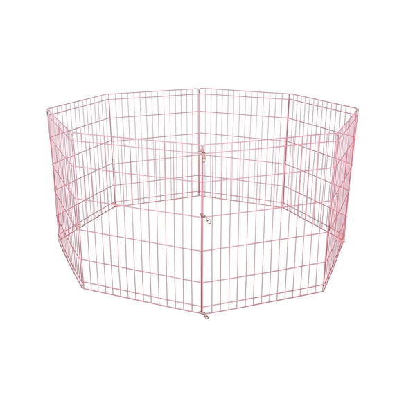 Bestpet Pink 24 Tall Dog Playpen Crate Fence Pet Kennel Play Pen Exercise Cage -8 Panel, Strong Wire