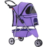Bestpet Purple 3 Wheels Folding Pet Stroller Carrier Cage T13, Oxford Cloth for Cats Dogs