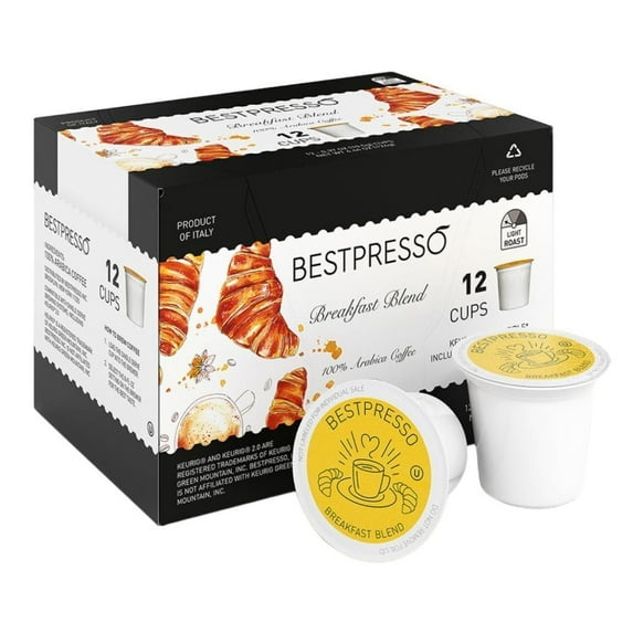 Bestpresso Breakfast Blend 100 Percent Arabica Light Roast Coffee with Kosher Certificate (12-Count)