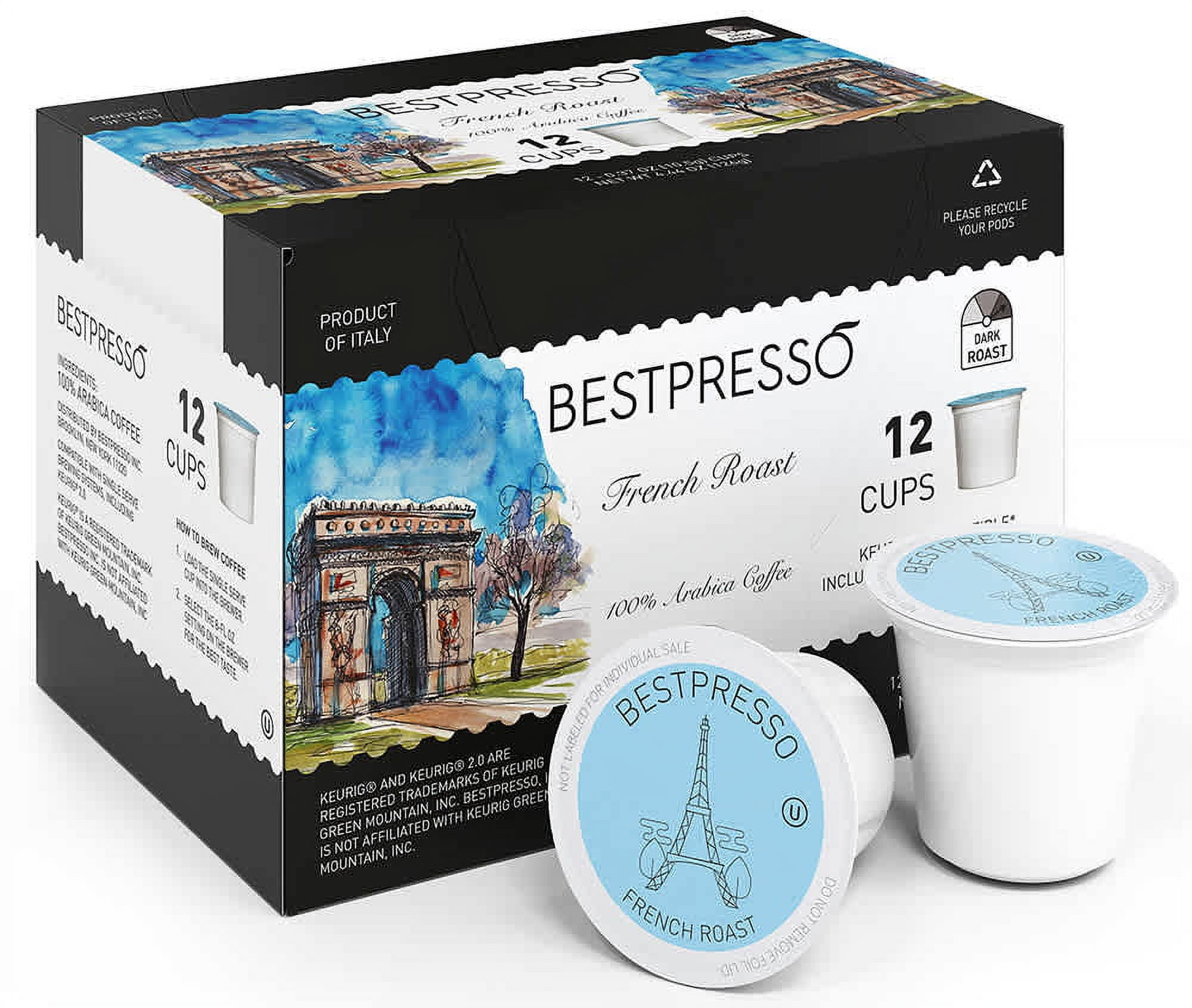 Bestpresso Coffee, French Roast Single Serve K-Cup Pods, 96 Count (Compatible with 2.0 Keurig Brewers)