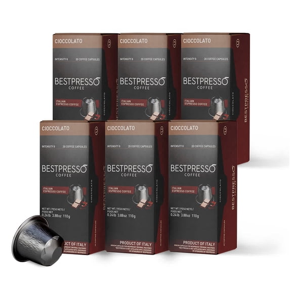 Bestpresso Coffee for Original Machine 120 pods Certified Genuine Espresso Chocolate Blend (Medium Intensity)