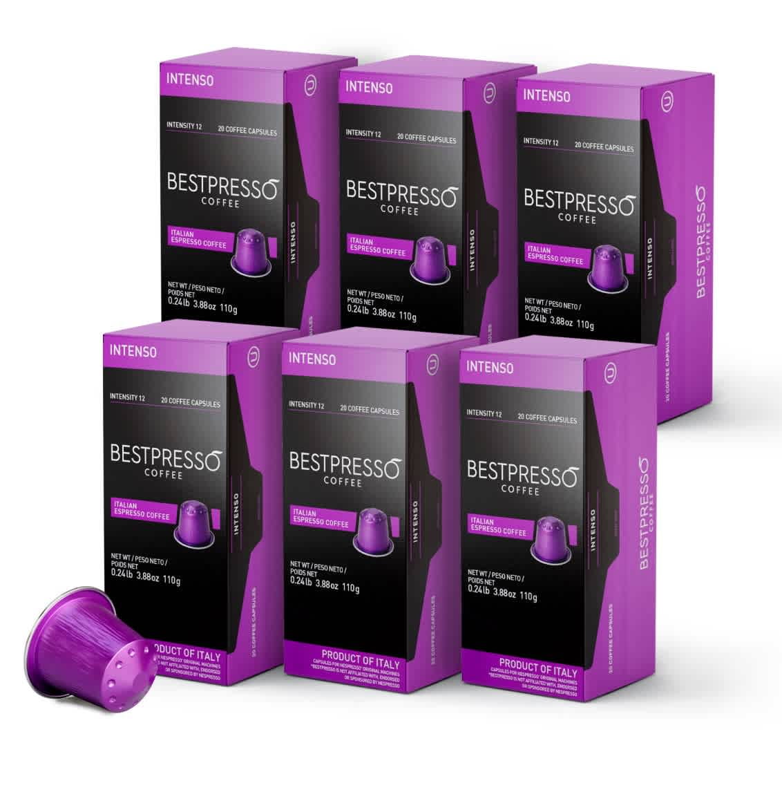 Nespresso Intenso Italian Espresso Pods, Intensity: 12, 20/Box Nespresso Intenso Italian Espresso Pods, Intensity: 12, 20/Box