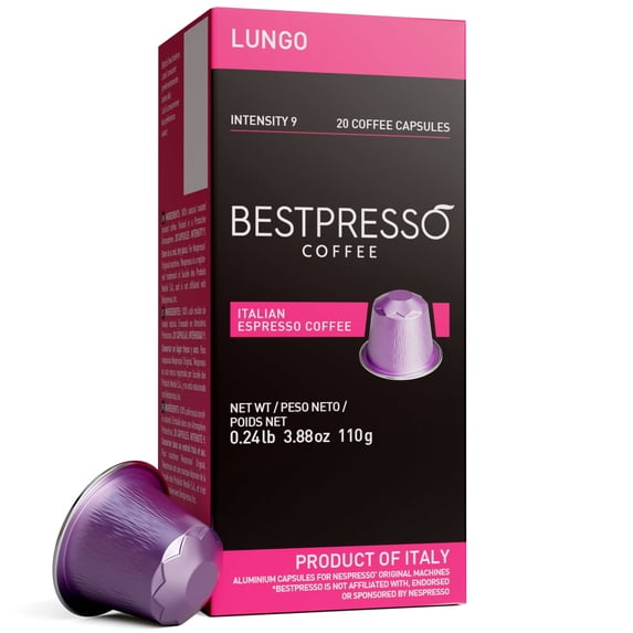 Bestpresso Coffee for Original Machine 120 pods Certified Genuine Espresso Lungo Blend (High Intensity)