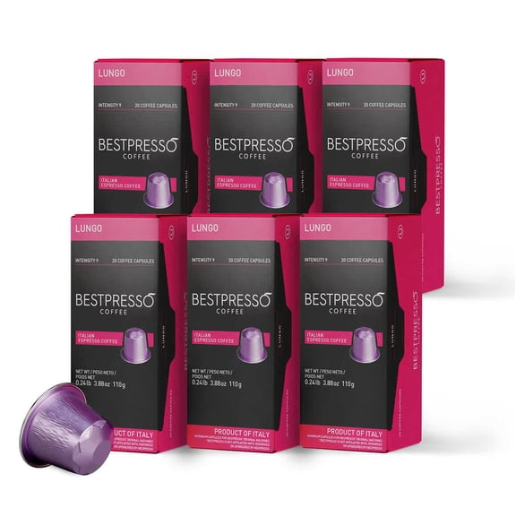 Bestpresso Coffee for  Original Machine 120 pods Certified Genuine Espresso  Lungo Blend (High Intensity)