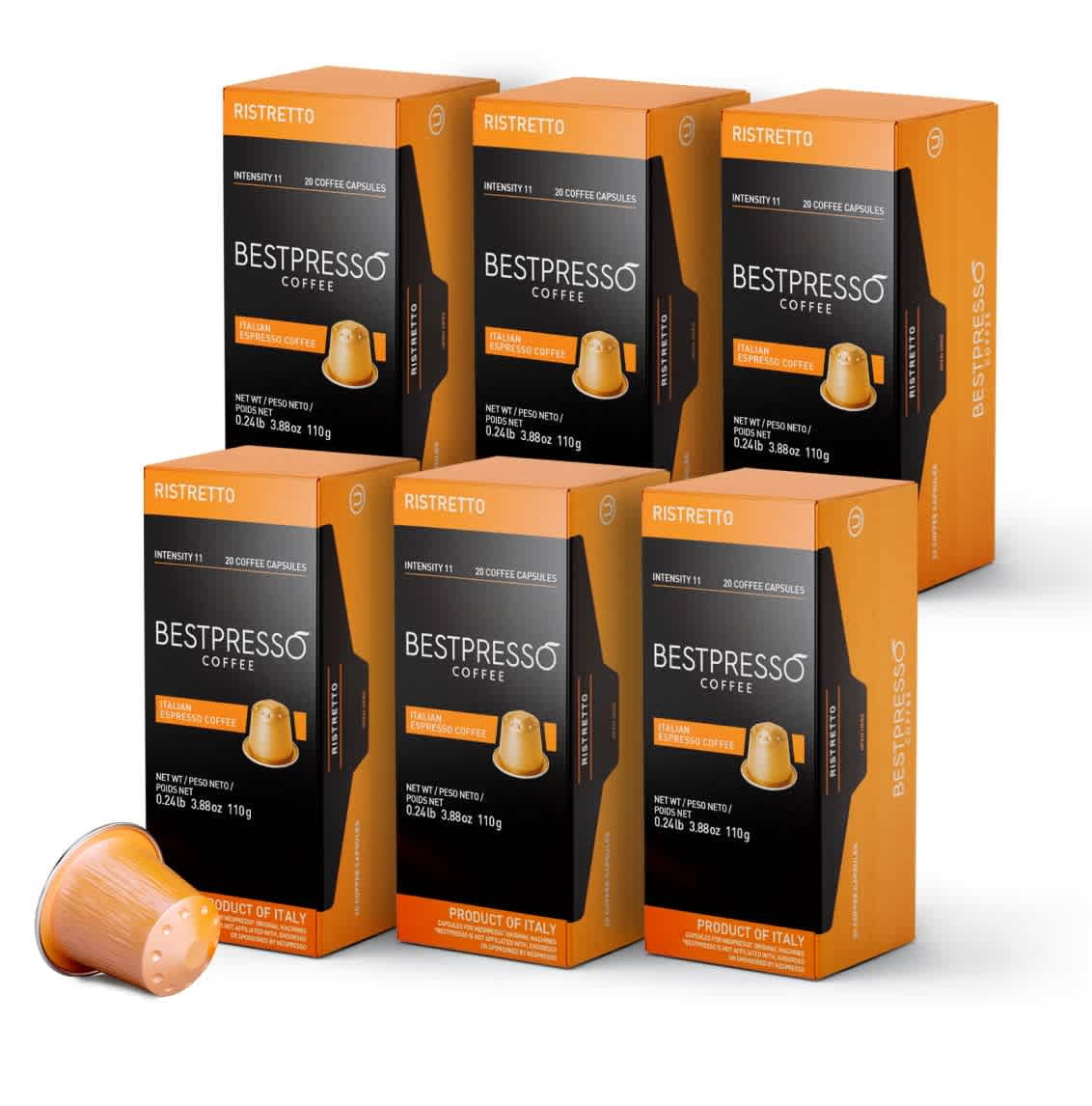 Nespresso Ristretto Italian Espresso Pods, Intensity: 11, 20/Box Nespresso Ristretto Italian Espresso Pods, Intensity: 11, 20/Box