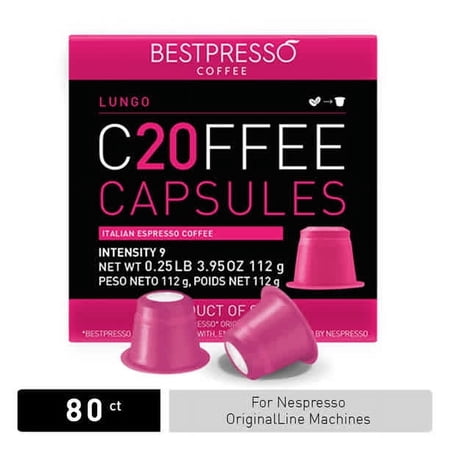 Bestpresso Coffee for OriginalLine Machine 80 pods Certified Genuine Espresso Lungo Blend (High Intensity)