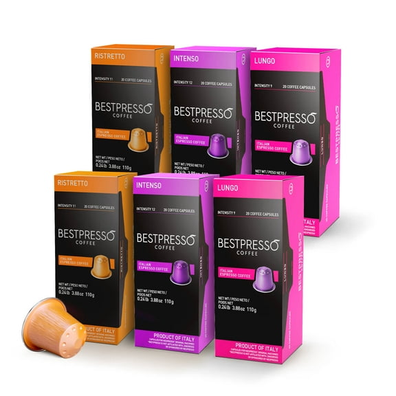 Bestpresso Coffee for  OriginalLine Machine 120 pods Certified Genuine Espresso Intense Variety Pack 3 Flavors,