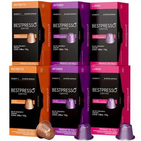 Bestpresso Coffee for Original Machine 120 pods Certified Genuine Espresso Intense Variety Pack 3 Flavors,
