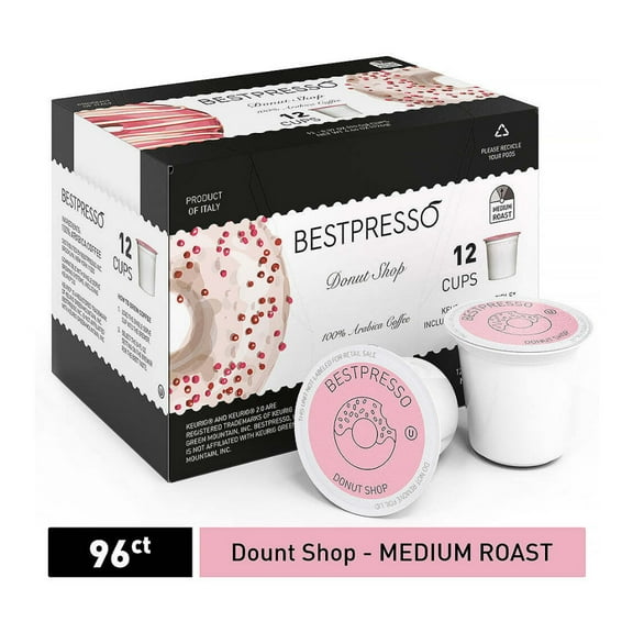 Bestpresso Donut Shop Medium Roast Single-Serve K-Cup Pods, Compatible with K-Cup Brewers (12-Cups)