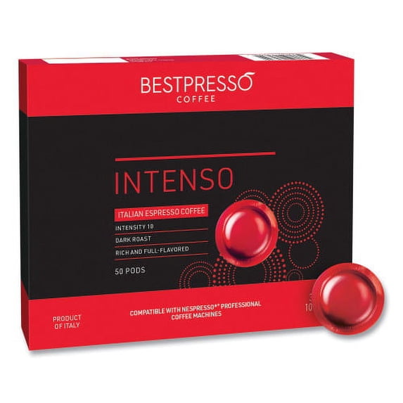 Bestpresso Nespresso Professional Intenso Coffee Pods, Intenso, 0.21 oz, 50/Box (BST18966)
