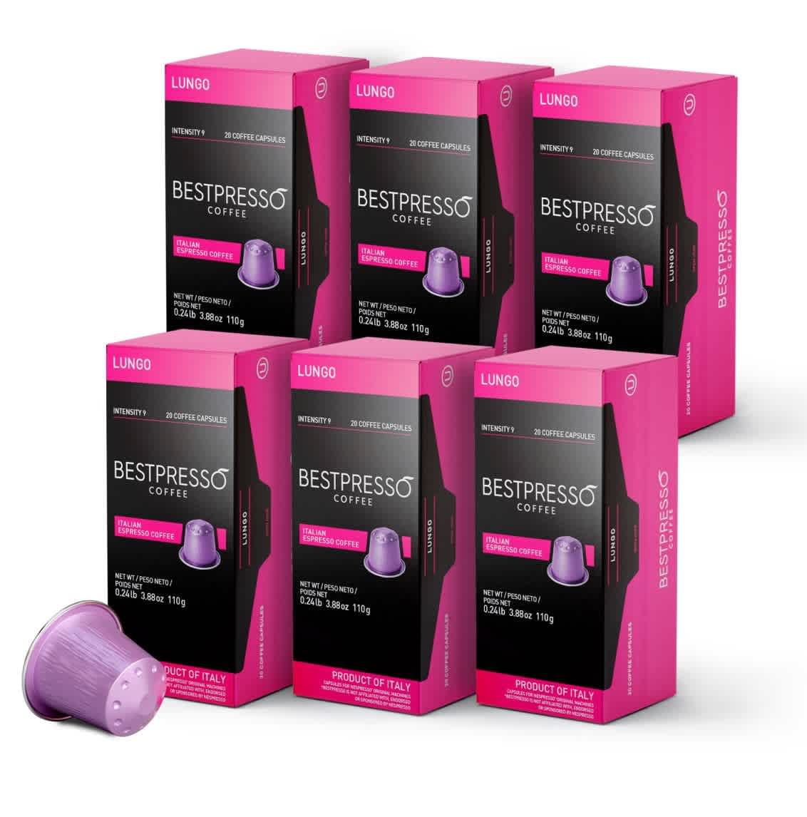 Bestpresso Coffee for Nespresso OriginalLine Machine 120 pods Certified Genuine Espresso Decaffeinato Blend Medium Walmart