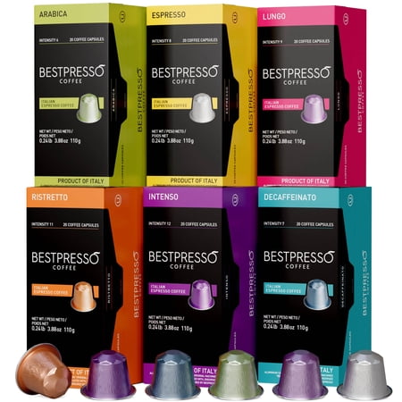 Bestpresso Coffee for Original Machine 120 pods Certified Genuine Espresso Variety Pack includes one pack of
