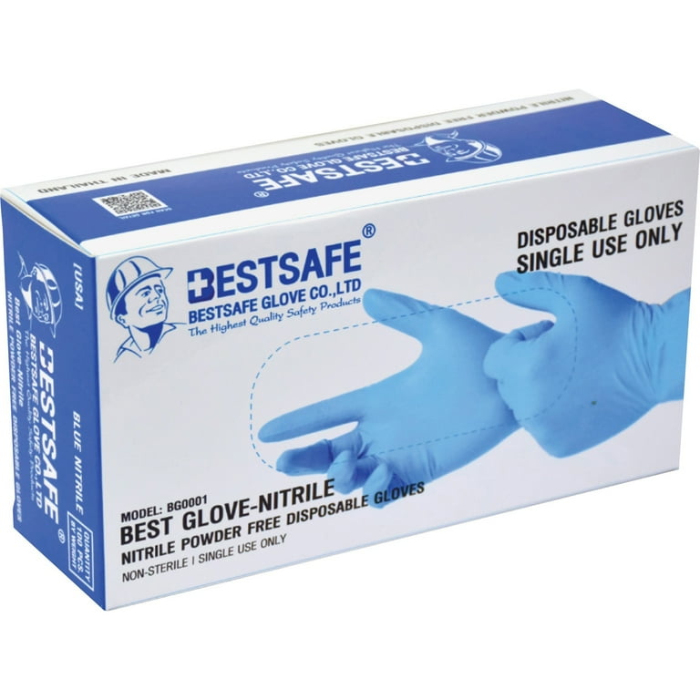 BestSafe Single-use Nitrile Glove - Contaminant Protection - Large Size - For Right/Left Hand - Blue - Puncture Resistant, Latex-free - For Multipurpose - 100 / Box - 4 mil Thickness BestSafe Single-use Nitrile Glove - Contaminant Protection - Large Size - For Right/Left Hand - Blue - Puncture Resistant, Latex-free - For Multipurpose - 100 / Box - 4 mil Thickness