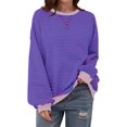 thumbnail image 1 of Bestseller Women's Oversized Casual Striped Comfortable Lounge Wear Lantern Sleeve Thick  Sweatshirt Pullover, 1 of 18