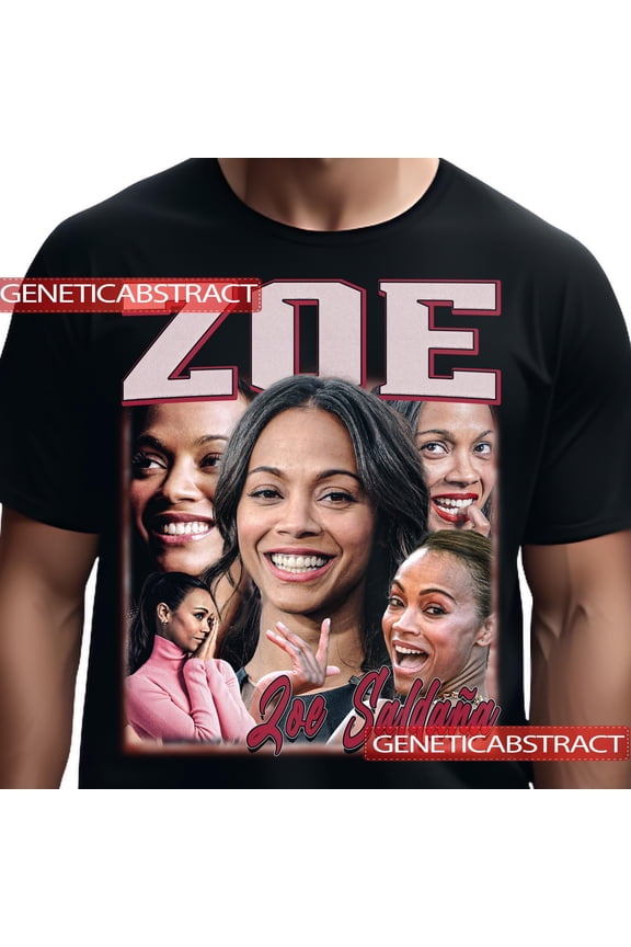 Bestseller Zoe T-Shirt SaldaƱa Shirt Celebrity Art DTG Printed Graphic Tee Unique Ideas Apparel Gifts 90S Limited Retro Bootleg Vintage Wear