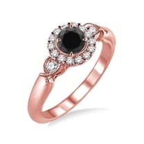 Bestselling 1.25 Carat Antique Round Cut Black Diamond Engagement Ring In 14K Rose Gold