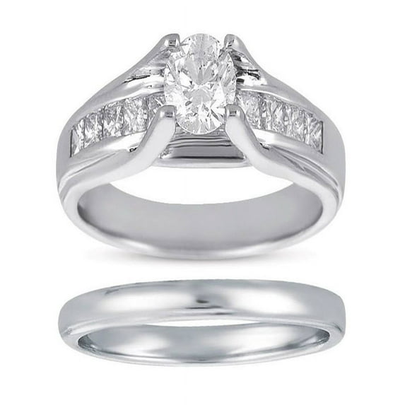 Bestselling 1 Carat Round and Princess Diamond Bridal Ring Set for Women in White Gold