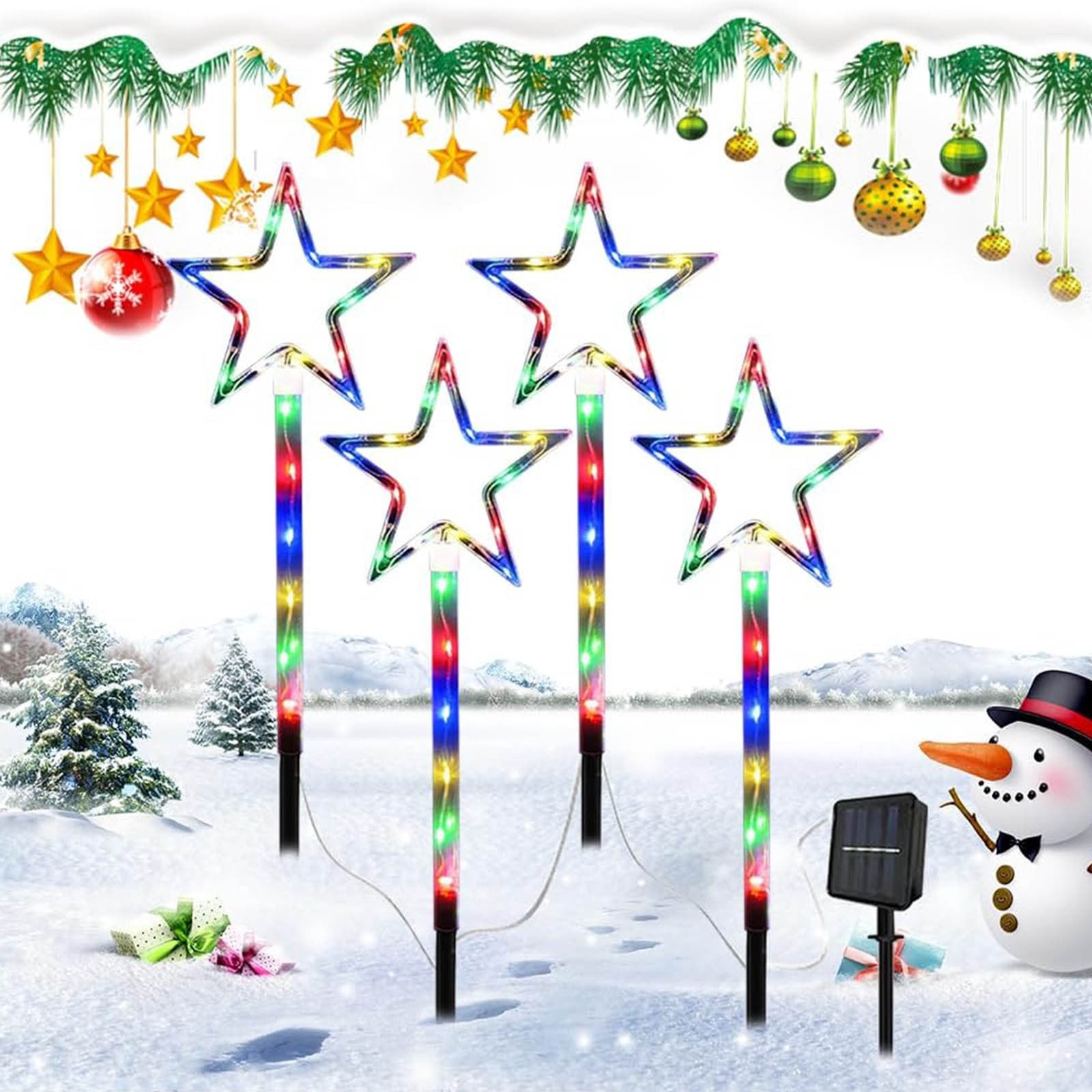 Bestselling,4Pack Solar Christmas Star Pathway Lights,Waterproof SolarPowered Outdoor