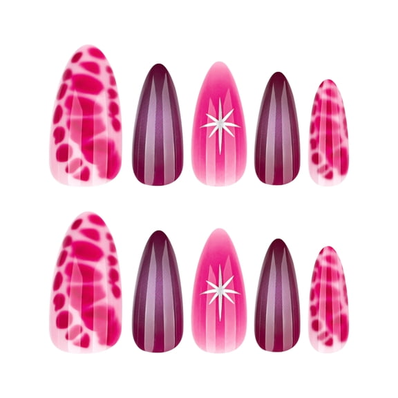Bestselling Crocodile Pattern Press-On Nails, Medium-Short Almond, Smudged False Nail Tips