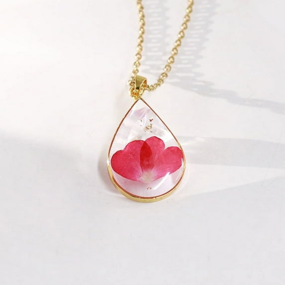 Bestselling December Birth Flower Teardrop Pendant Necklace - Real Flower Resin Jewelry, Eternal Dried Flower Necklace