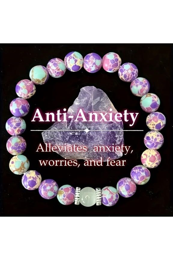 Bestselling Energy Bracelet - Purple Emperor Stone, Moonstone & Turquoise Cat Eye Elastic Bracelet | Handmade Unisex Stress Relief, Balance & Communication Aid | Perfect Valentine's & Mother's Day Gi