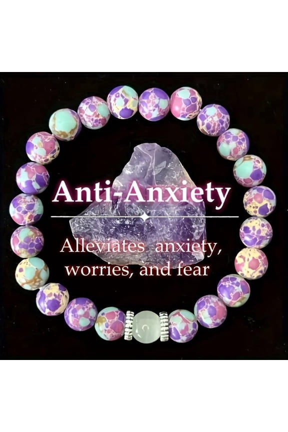 Bestselling Energy Bracelet - Purple Emperor Stone, Moonstone & Turquoise Cat Eye Elastic Bracelet | Handmade Unisex Stress Relief, Balance & Communication Aid | Perfect Valentine's & Mother's Day Gi