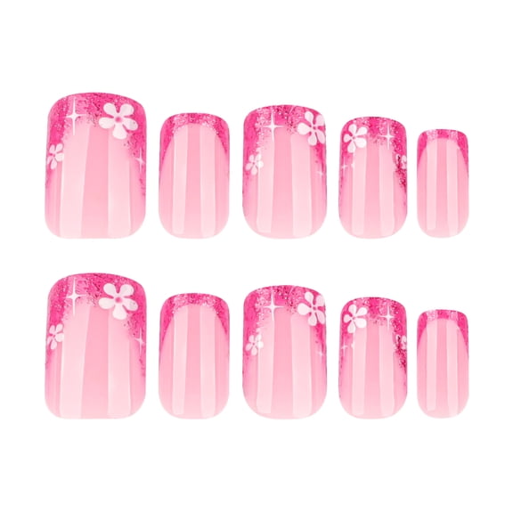 Bestselling French Magenta Glitter Press-On Nails, Short Square False Nail Tips