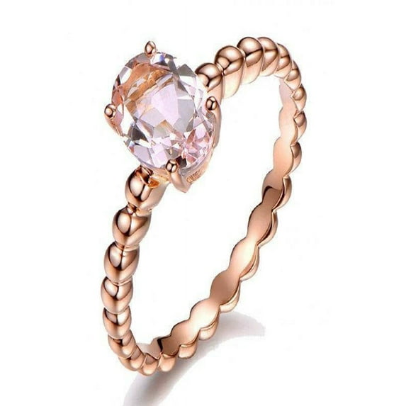 Bestselling Morganite Engagement Ring on Sale: 1 Carat Morganite Solitaire Engagement Ring in Rose Gold