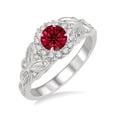 thumbnail image 1 of Bestselling On Sale: 1.25 Round cut Ruby and Diamond Engagement Ring in 14k White Gold affordable Ruby & diamond engagement ring, 1 of 3