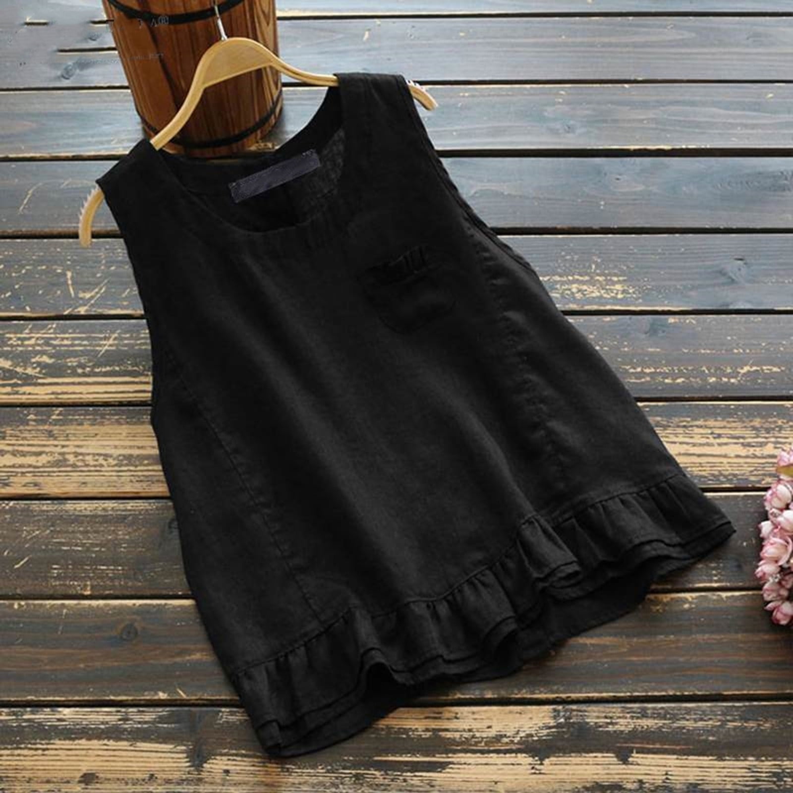 Relaxed and Elegant Round Neck Button Up Belted Pocket Loose Vest