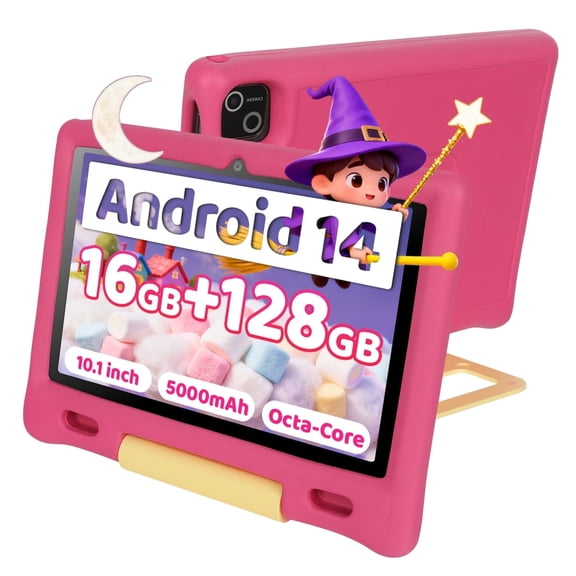 Bestski 7'' AI Kids Tablet for ages 3-7- Android 16 Kids Tablets with 3GB RAM+64GB ROM,128GB Expandsion, with Parental Control, WiFi, Bluetooth, Dual Camera with Silicone Case, Gray