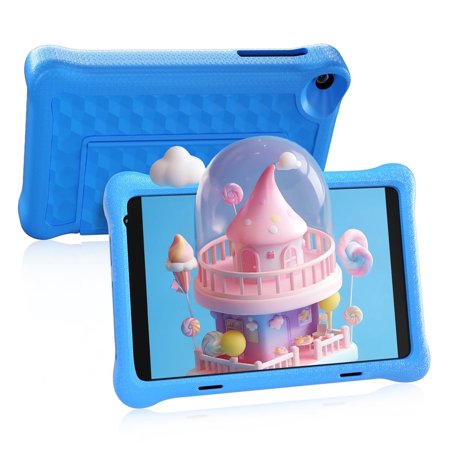 BESTSKI 8'' Kids Tablet Android 12, 2GB RAM+32GB ROM, Quad-Core, 1280x800 IPS HD Touchscreen, Silicone Case, Blue