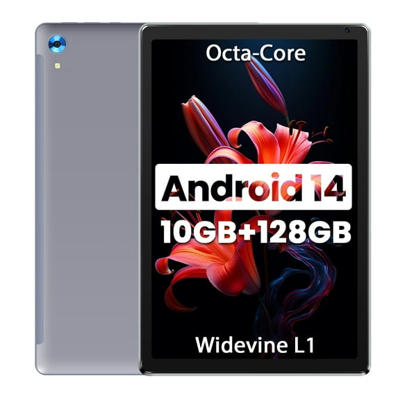 Bestski 10.1'' Android 14 Tablet with Octa-core Processor 10GB RAM 128GB ROM/1 TB Expansion HD IPS Touchscreen,Wi-Fi 6, BT 5.0, Dual Camera,Widevine L1,Gray