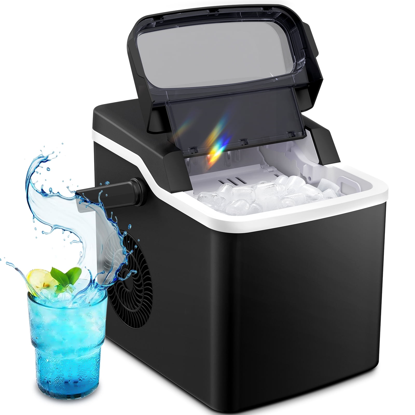 Besttey 26 lbs/24H Countertop Ice Maker Machine, 9 Bullet-Shaped Ice in ...