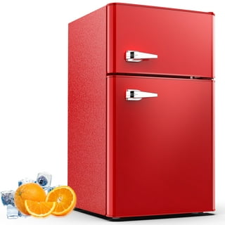 Moosoo 1.6 Cu. ft Mini Fridge with Freezer, Compact Refrigerator, 6 Adjustable Thermostat, One-Touch Defrost, Reversible Doors Design, Dorm/Office/