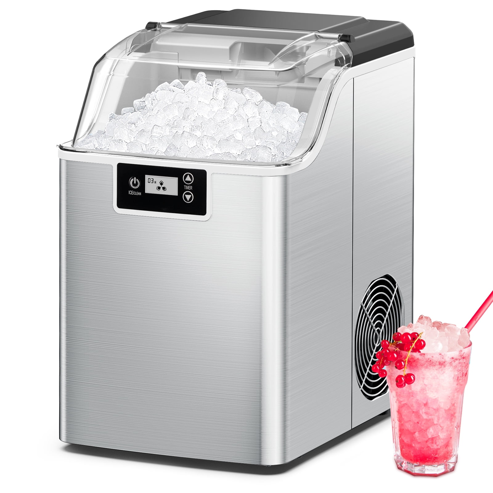 HECMAC Nugget Ice Maker Countertop, 44 lbs/Day, Chewable Ice Maker, Rapid  Ice Release in 10 Mins, Self-Cleaning, Stainless Steel - AliExpress