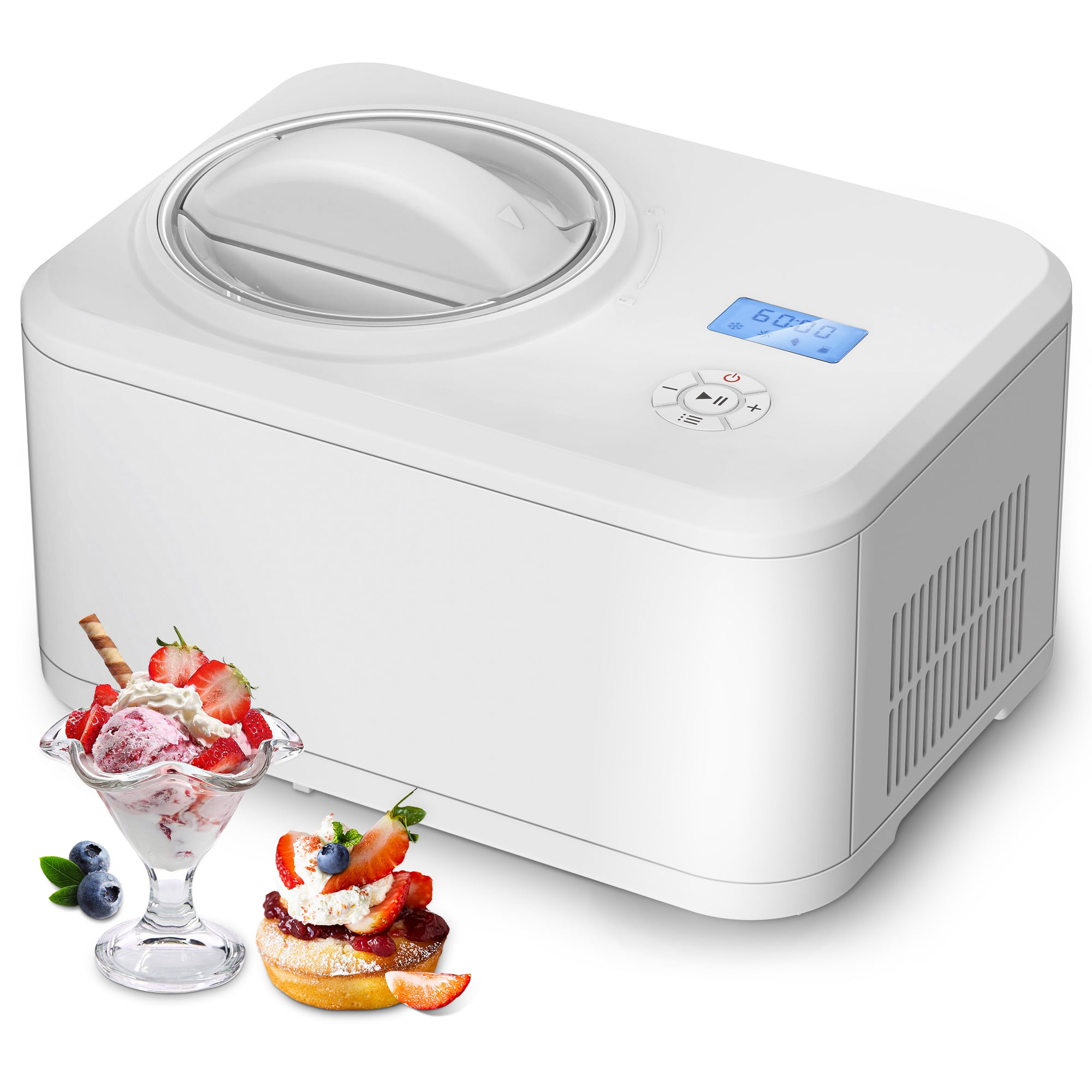 Besttey No Pre Freezing Ice Cream Maker Automatic Electronic Gelato Maker for Milkshakes Sorbet Smoothie Bowls Yogurt Etc White Walmart