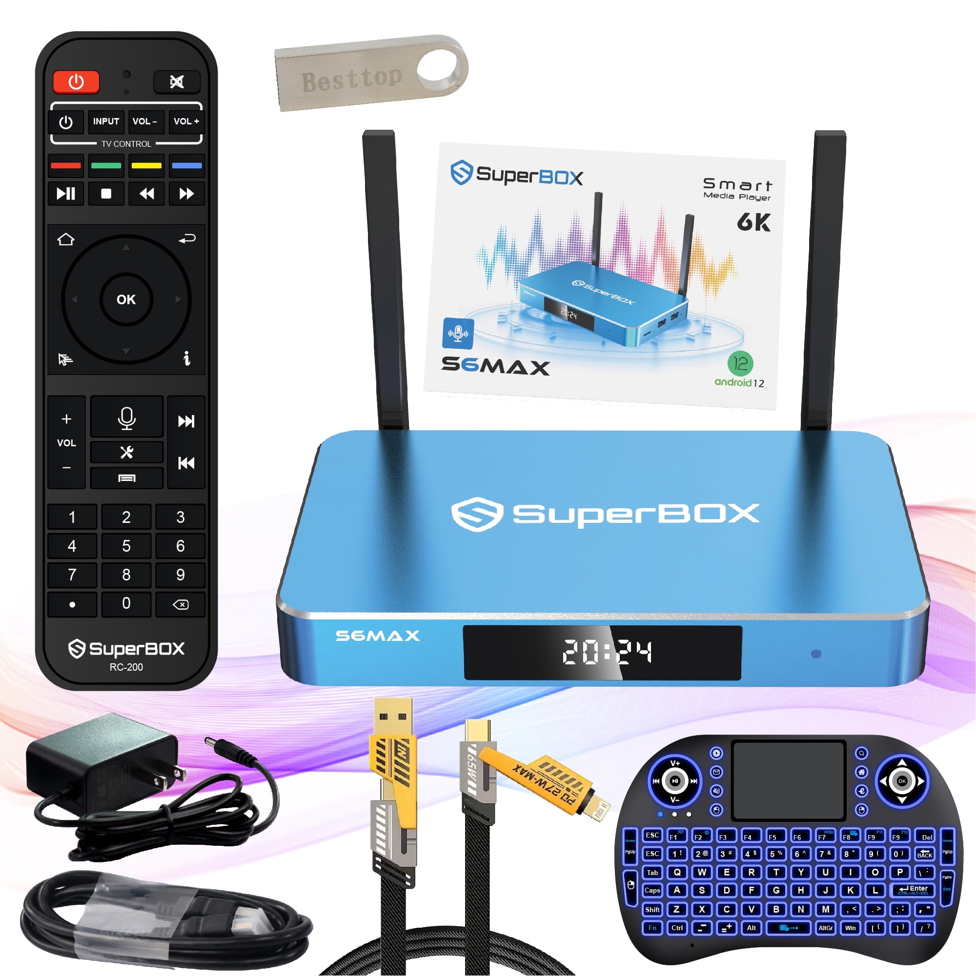 Super Box S5 Max 2024, 4G+64G, Stable TV Box, Voice Remote, 64G