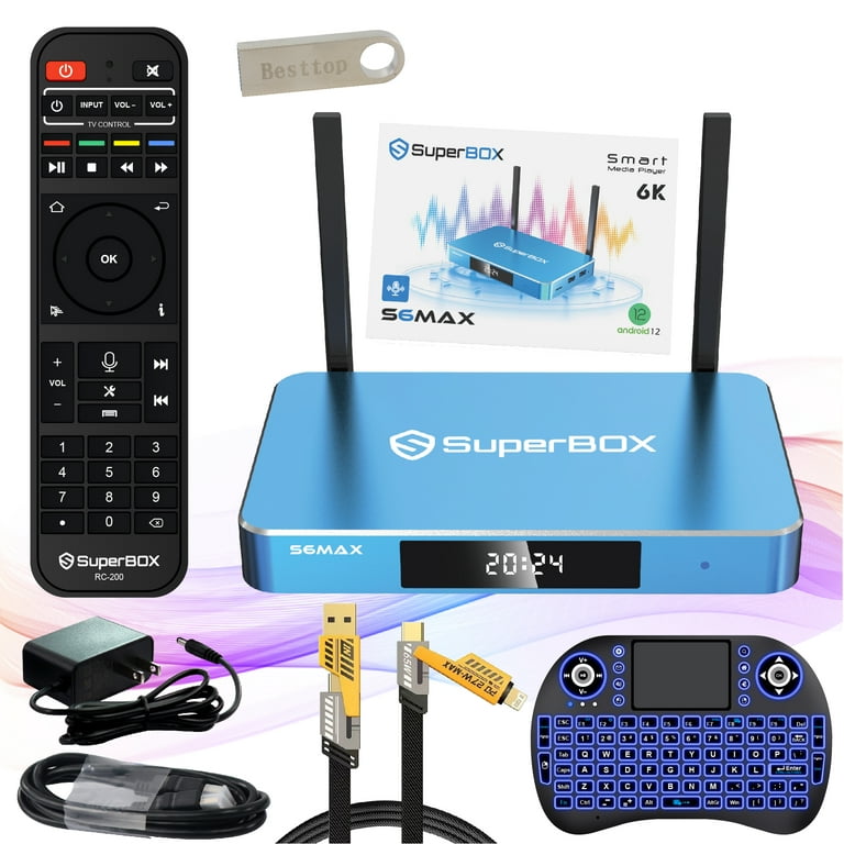 Super Box S5 Max 2024, 4G+64G, Stable TV Box, Voice Remote, 64G