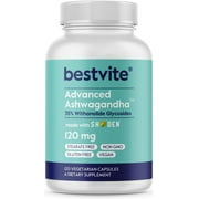 Bestvite Advanced Ashwagandha 120mg w/ Shoden 120 Vegetarian Capsules - Clinically Studied Containing Industry leading 35% Withanolide Glycosides - No Stearates - Vegan - Non GMO - Gluten Free