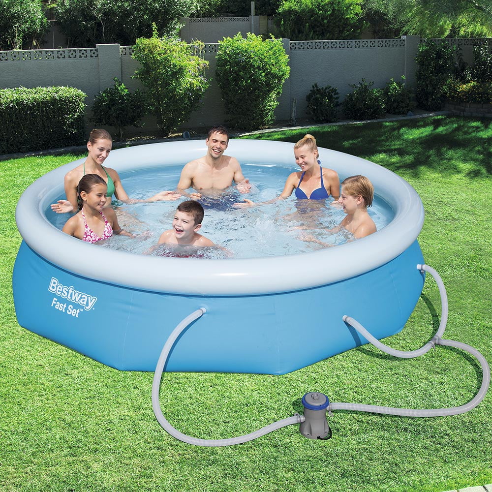 Bestway Fast Set 10 x30 Easy Ring Inflatable Above Ground Pool with Quick Filter Pump Walmart