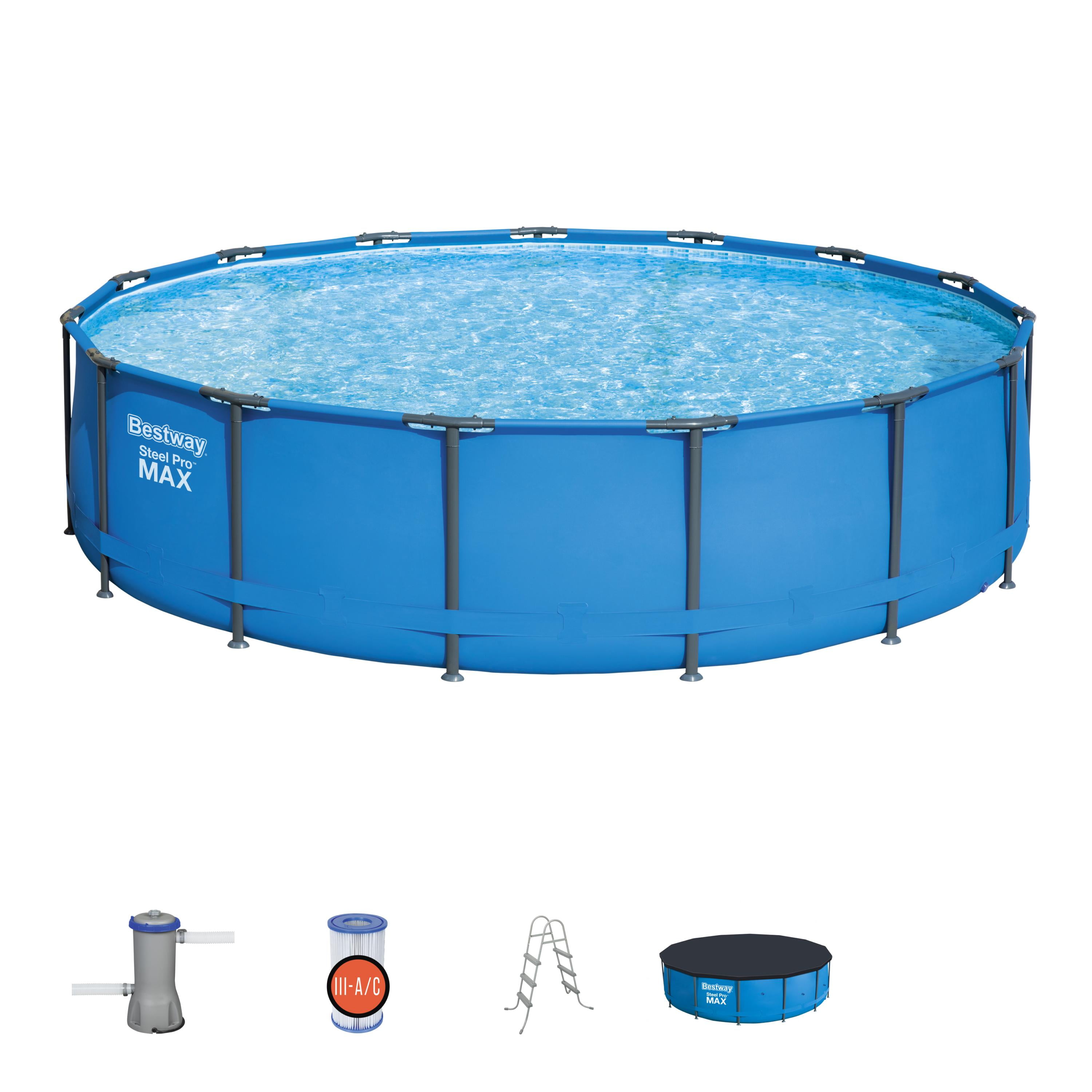 Bestway 14' x 3.4' Circle 42" Deep Metal Frame Above Ground Pool