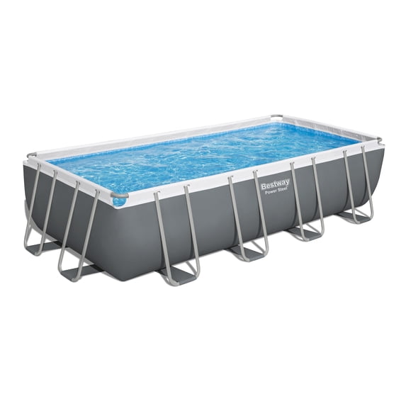 Bestway Power Steel 18' x 9' x 48” Metal Frame Above Ground Pool, Gray