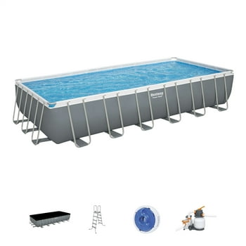 Bestway 24' x 12' x 52" Rectangular Frame Above Ground Swimming Pool Set