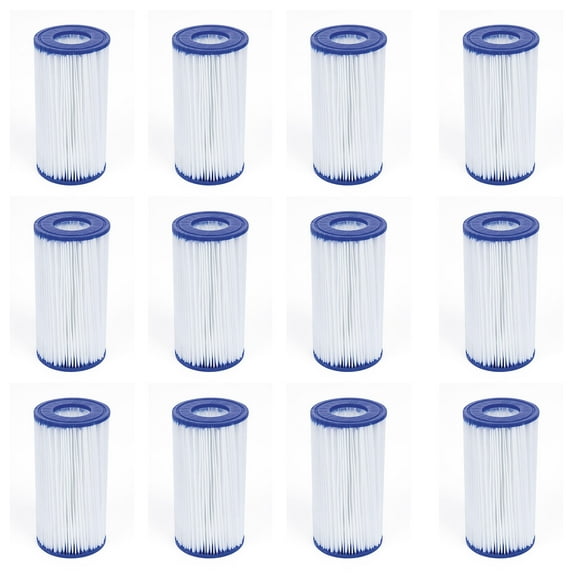 Bestway 58012 Filter Cartridge Replacement 4.2"x8" Type III/A (12 Pack)